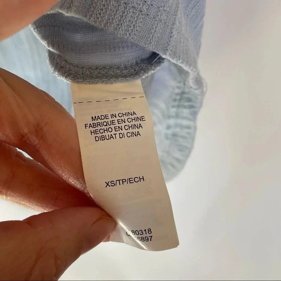 Lucky Brand Boho Peasant Style Blouse Ruched Sleeves Size XS - Picture 7 of 7